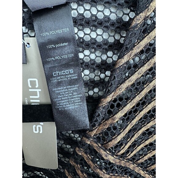 Chico's Travelers Collection Jacket Womens Size 3 XL Striped Copper Shimmer Zip - Picture 4 of 7